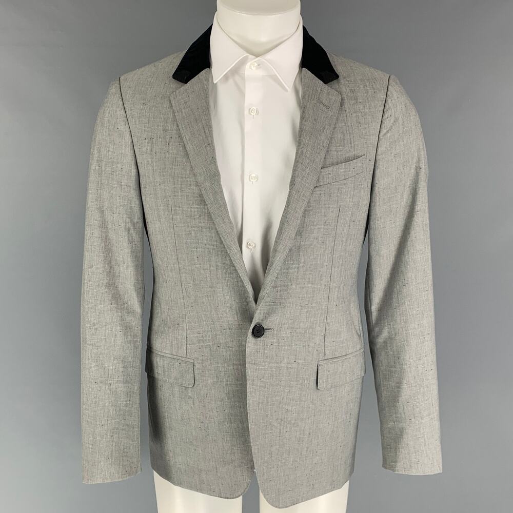 LANVIN Size 38 Regular Light Grey Heather Wool Notch Lapel Sport Coat